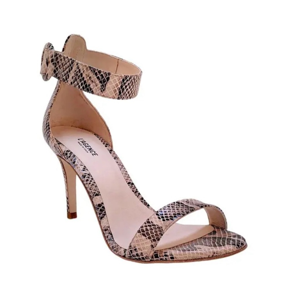 New L'AGENCE Women’s Size 7.5‎ Gisele Snake Embossed Leather Sandal